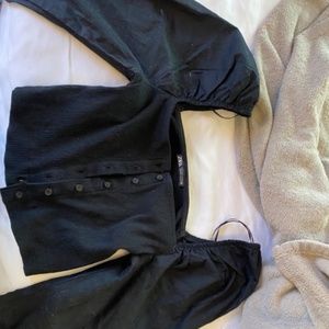 Zara black puffer sleeve top